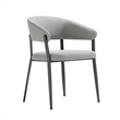 Belle Stone Grey Textured Leatherette Dining Chair with Metal Legs - Set of 2