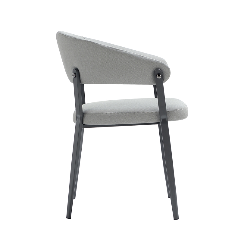 Belle Stone Grey Textured Leatherette Dining Chair with Metal Legs - Set of 2