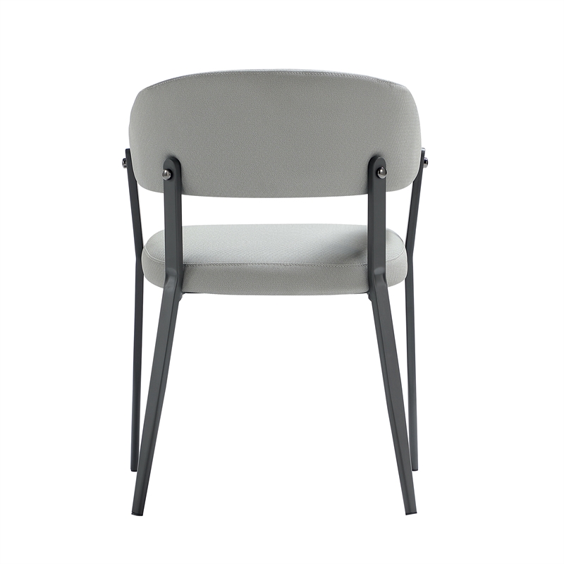 Belle Stone Grey Textured Leatherette Dining Chair with Metal Legs - Set of 2