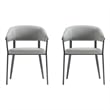 Belle Stone Grey Textured Leatherette Dining Chair with Metal Legs - Set of 2