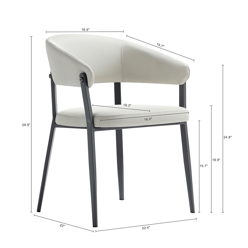 Belle Oatmeal Textured Leatherette Dining Chair with Metal Legs - Set of 2