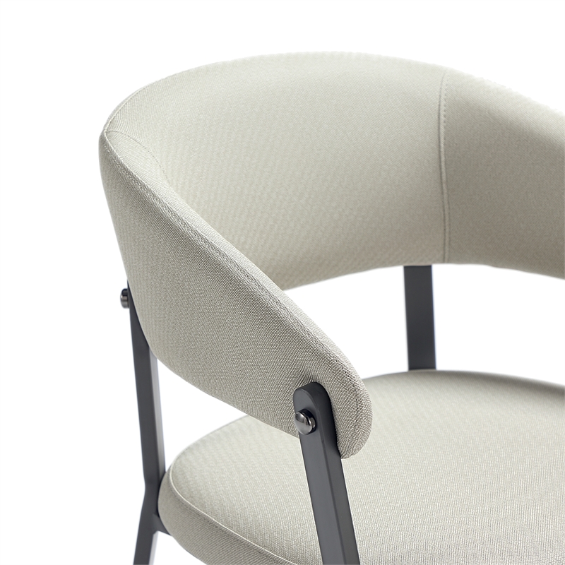 Belle Oatmeal Textured Leatherette Dining Chair with Metal Legs - Set of 2