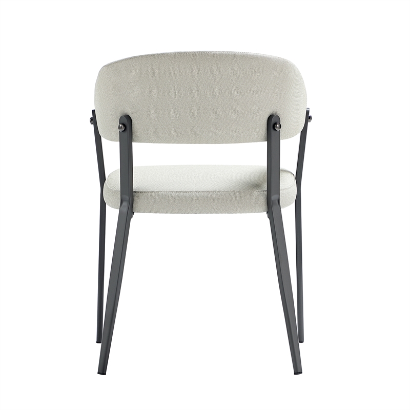 Belle Oatmeal Textured Leatherette Dining Chair with Metal Legs - Set of 2