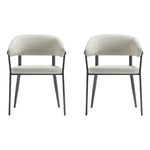 Belle Oatmeal Textured Leatherette Dining Chair with Metal Legs - Set of 2