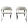 Belle Oatmeal Textured Leatherette Dining Chair with Metal Legs - Set of 2