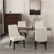 Beever Cream Chenille Dining Chair with Rubberwood Legs - Set of 4
