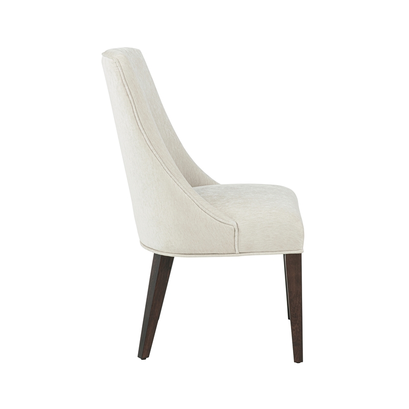 Beever Cream Chenille Dining Chair with Rubberwood Legs - Set of 4