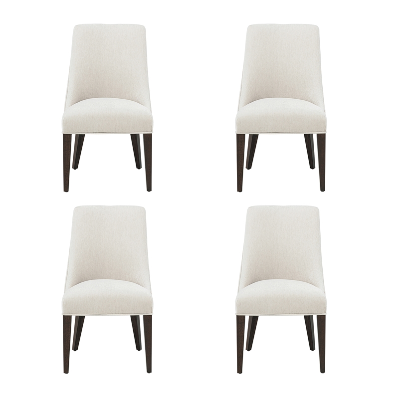 Beever Cream Chenille Dining Chair with Rubberwood Legs - Set of 4