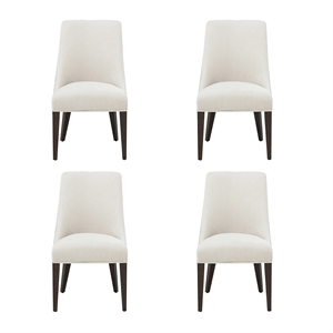 Beever Cream Chenille Dining Chair with Rubberwood Legs - Set of 4