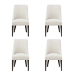 Beever Cream Chenille Dining Chair with Rubberwood Legs - Set of 4