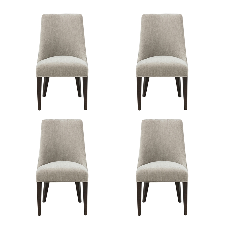 Beever Taupe Chenille Dining Chair with Rubberwood Legs - Set of 4