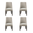 Beever Taupe Chenille Dining Chair with Rubberwood Legs - Set of 4