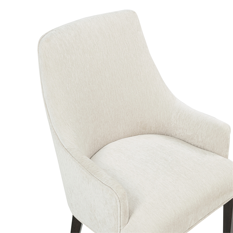 Beever Cream Chenille Dining Armchair with Rubberwood Legs - Set of 2