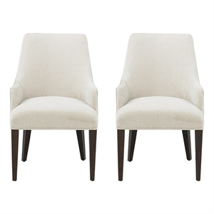 Beever Cream Chenille Dining Armchair with Rubberwood Legs - Set of 2