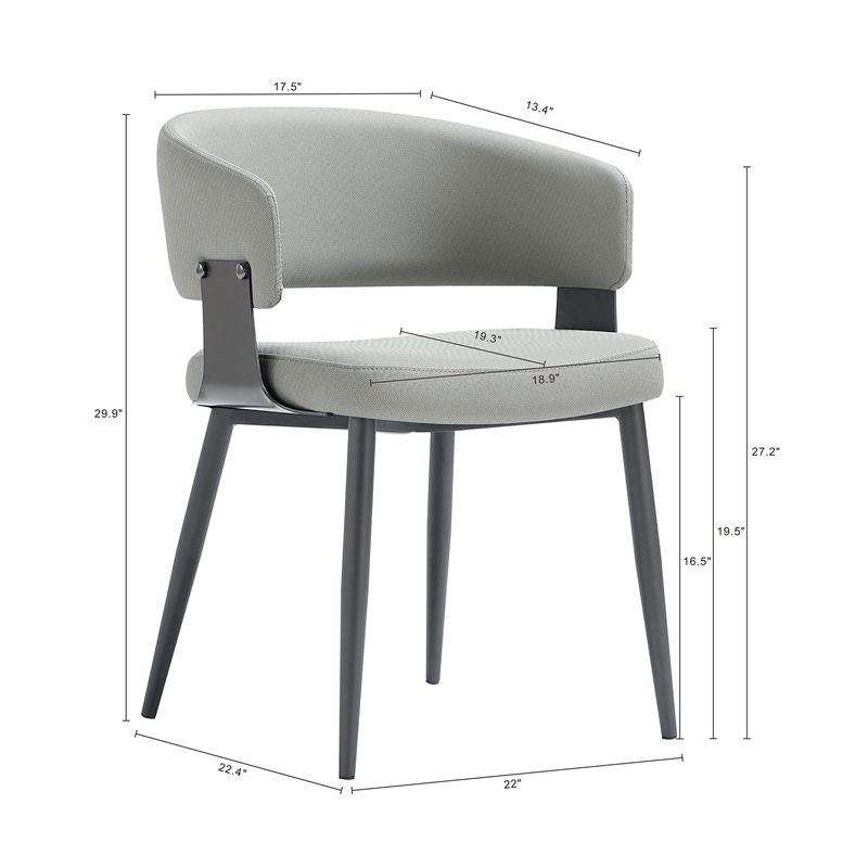 Luce Stone Grey Textured Leatherette Dining Chair with Metal Legs - Set of 4