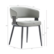Luce Stone Grey Textured Leatherette Dining Chair with Metal Legs - Set of 4