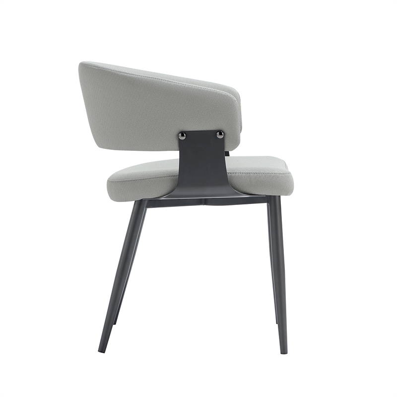 Luce Stone Grey Textured Leatherette Dining Chair with Metal Legs - Set of 4
