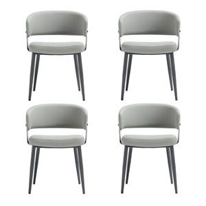 Luce Stone Grey Textured Leatherette Dining Chair with Metal Legs - Set of 4