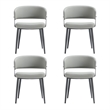 Luce Stone Grey Textured Leatherette Dining Chair with Metal Legs - Set of 4