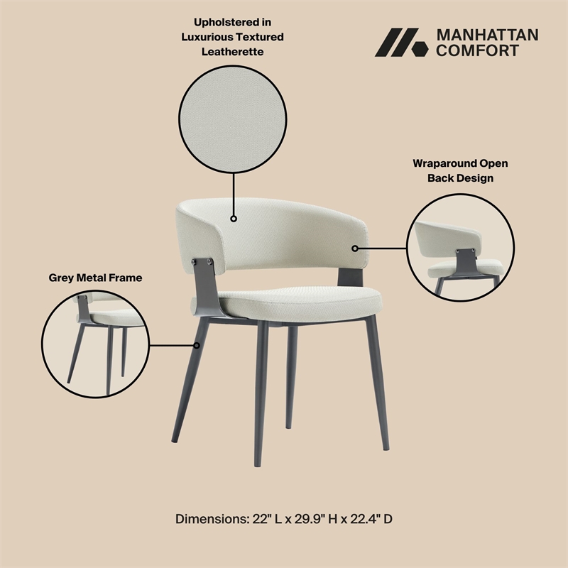 Luce Oatmeal Textured Leatherette Dining Chair with Metal Legs - Set of 4