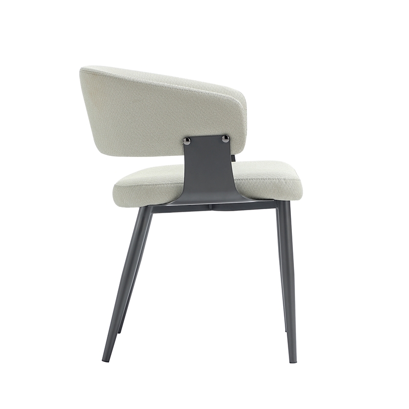 Luce Oatmeal Textured Leatherette Dining Chair with Metal Legs - Set of 4