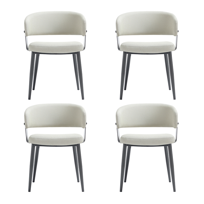 Luce Oatmeal Textured Leatherette Dining Chair with Metal Legs - Set of 4
