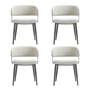 Luce Oatmeal Textured Leatherette Dining Chair with Metal Legs - Set of 4