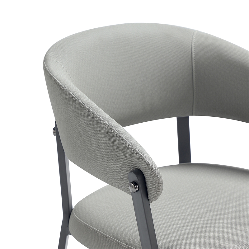 Belle Stone Grey Textured Leatherette Dining Chair with Metal Legs - Set of 4