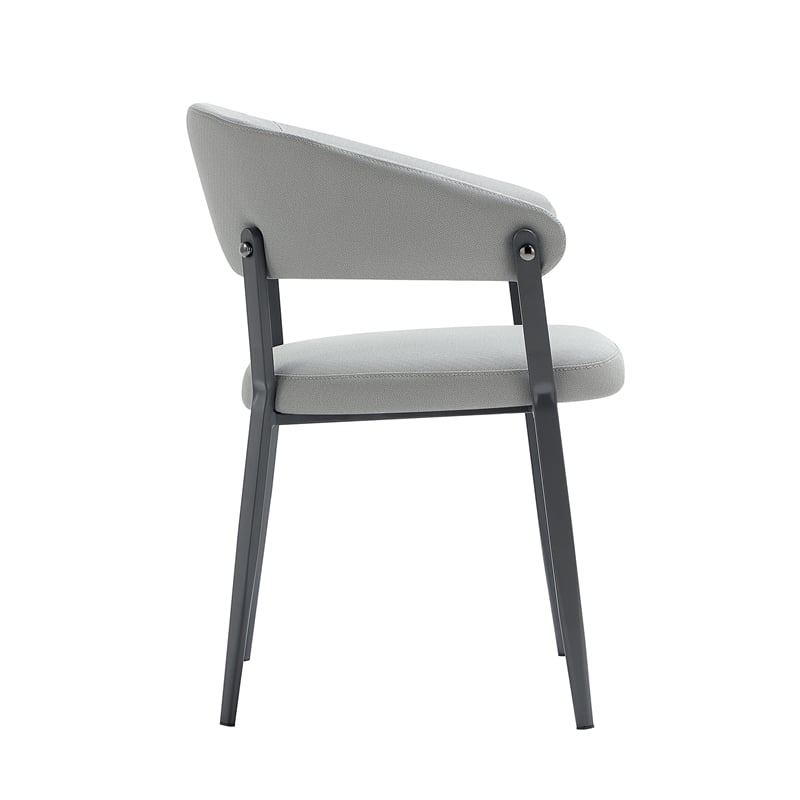 Belle Stone Grey Textured Leatherette Dining Chair with Metal Legs - Set of 4