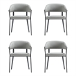 Belle Stone Grey Textured Leatherette Dining Chair with Metal Legs - Set of 4