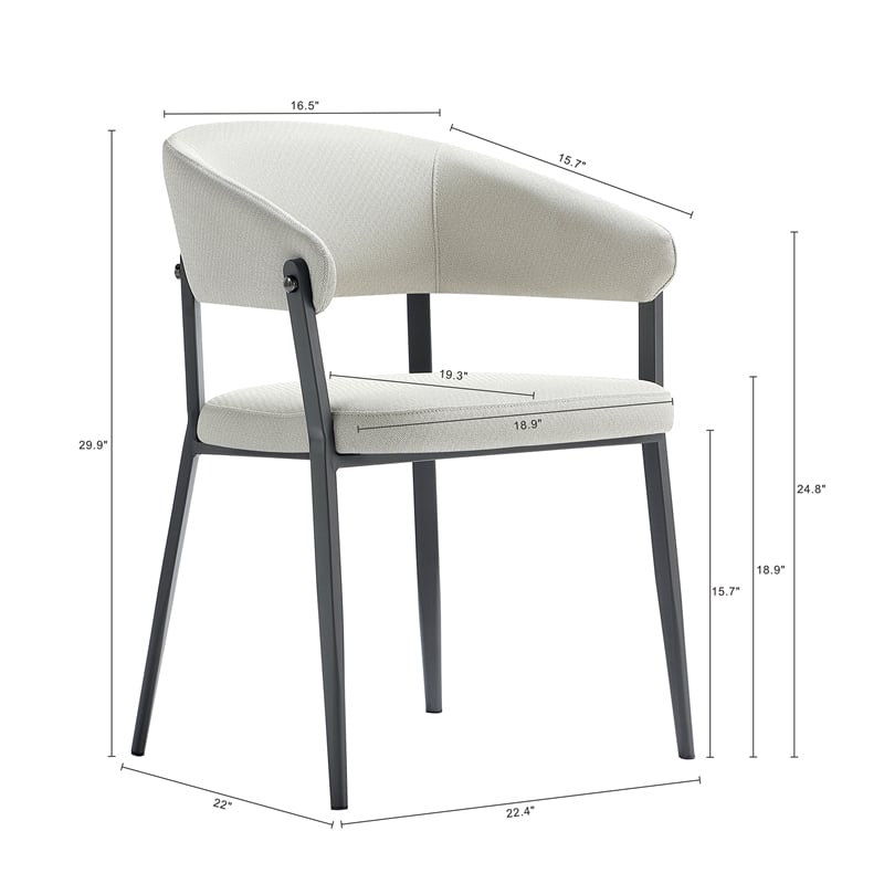 Belle Oatmeal Textured Leatherette Dining Chair with Metal Legs - Set of 4