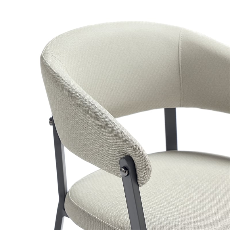 Belle Oatmeal Textured Leatherette Dining Chair with Metal Legs - Set of 4