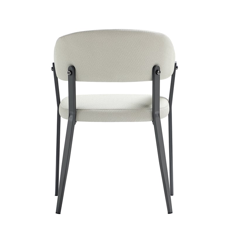Belle Oatmeal Textured Leatherette Dining Chair with Metal Legs - Set of 4