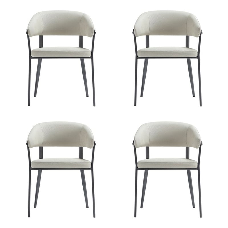 Belle Oatmeal Textured Leatherette Dining Chair with Metal Legs - Set of 4