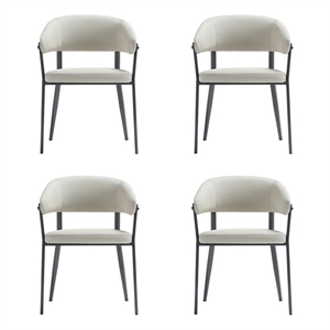 Belle Oatmeal Textured Leatherette Dining Chair with Metal Legs - Set of 4