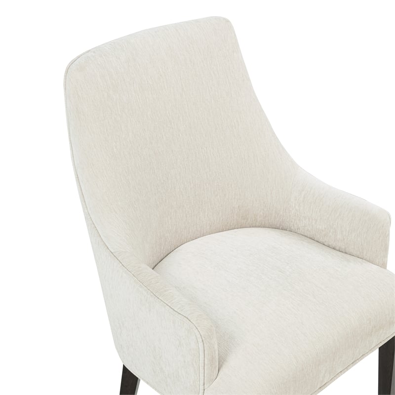 6-Piece Beever Cream Chenille Dining Chair and Arm Chair with Rubberwood Legs