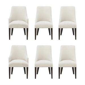 6-Piece Beever Cream Chenille Dining Chair and Arm Chair with Rubberwood Legs