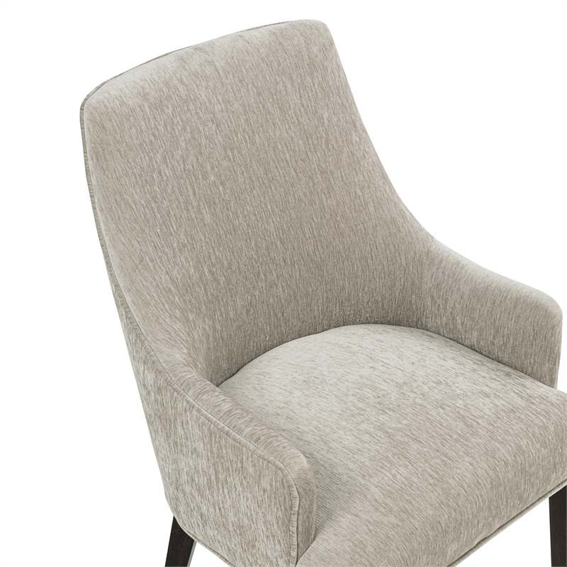 6-Piece Beever Taupe Chenille Dining Chair and Arm Chair with Rubberwood Legs