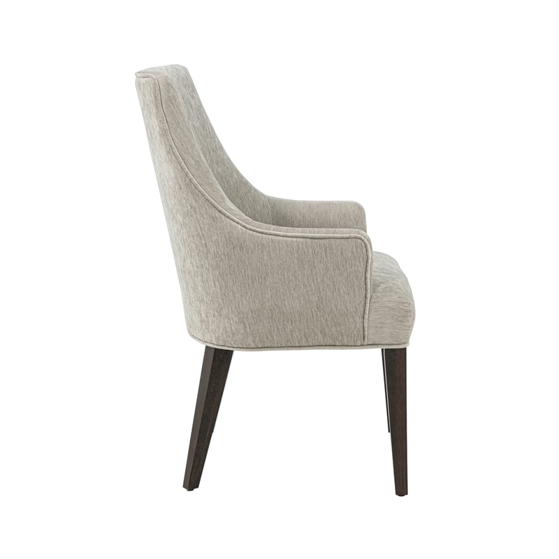 6-Piece Beever Taupe Chenille Dining Chair and Arm Chair with Rubberwood Legs