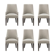 6-Piece Beever Taupe Chenille Dining Chair and Arm Chair with Rubberwood Legs
