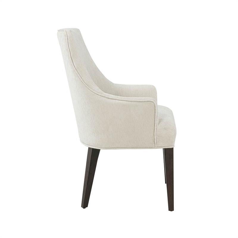 8-Piece Beever Cream Chenille Dining Chair and Arm Chair with Rubberwood Legs