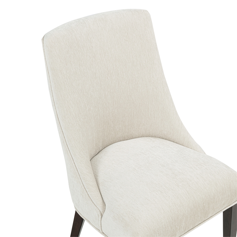 8-Piece Beever Cream Chenille Dining Chair and Arm Chair with Rubberwood Legs