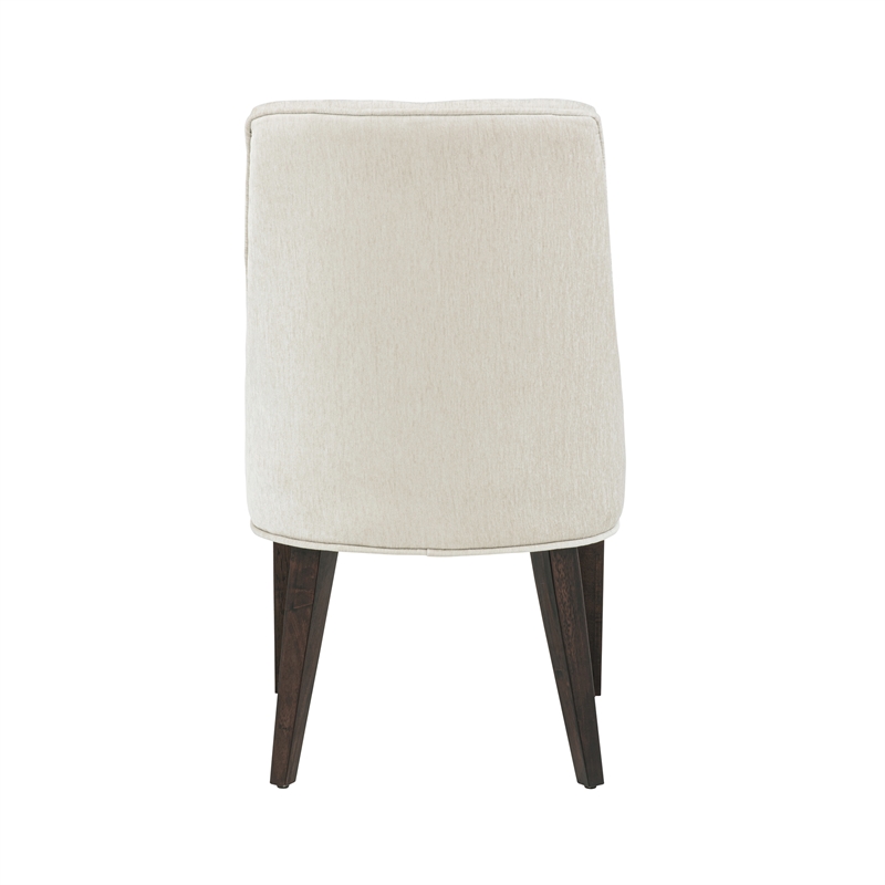 8-Piece Beever Cream Chenille Dining Chair and Arm Chair with Rubberwood Legs