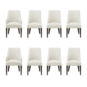 8-Piece Beever Cream Chenille Dining Chair and Arm Chair with Rubberwood Legs