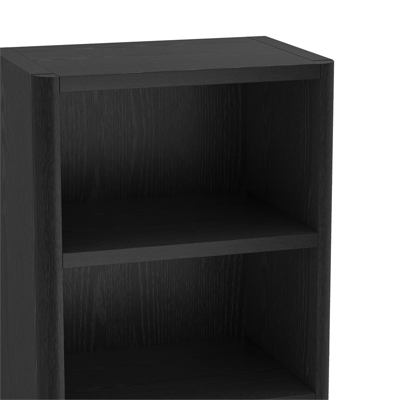 Rivington Modern Open Bookcase in Black (5-Shelf) - Set of 2