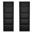 Rivington Modern Open Bookcase in Black (5-Shelf) - Set of 2