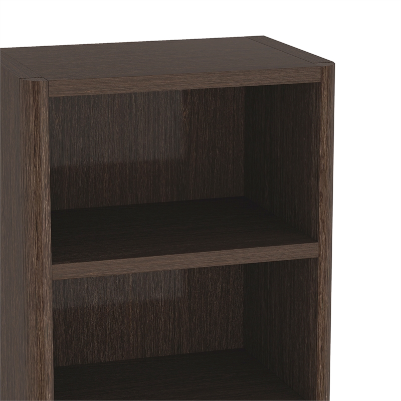 Rivington Modern Open Bookcase in Dark Walnut (5-Shelf) - Set of 2