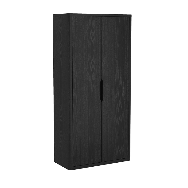 Rivington Modern Bookcase Cabinet in Black (5-Shelf) - Set of 2