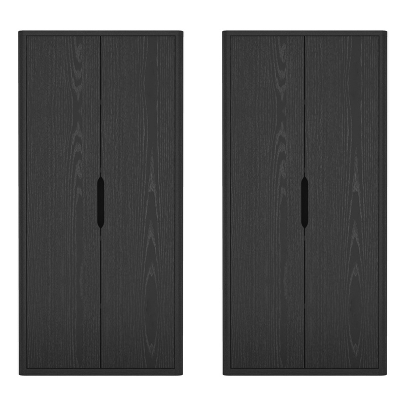 Rivington Modern Bookcase Cabinet in Black (5-Shelf) - Set of 2