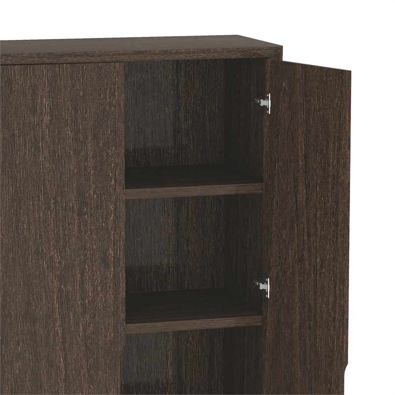 Rivington Modern Bookcase Cabinet in Walnut (5-Shelf) - Set of 2